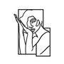 Wallity Woman 2 - M Escultura de Pared de Metal Negra